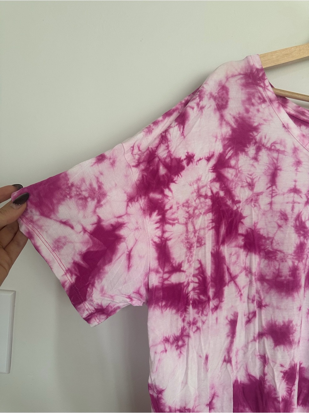 Time and Tru Pink Tie Dye V-Neck Tunic Top XXL - Picture 3 of 4